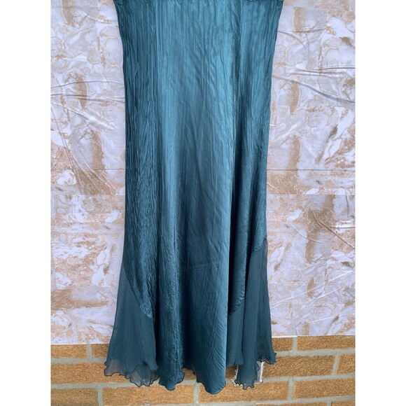 Komarov teal satin mesh dress size small - Picture 10 of 12